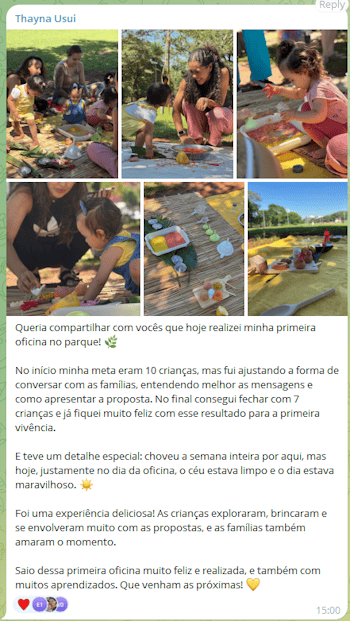 Depoimento da aluna Thayna sobre sua primeira oficina